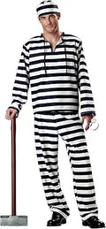 Men's Jailbird Costume - Classic Striped Prison Outfit for Parties