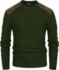 PJ PAUL JONES Mens Military Cable Knit Crewneck Sweater - Warm Classic