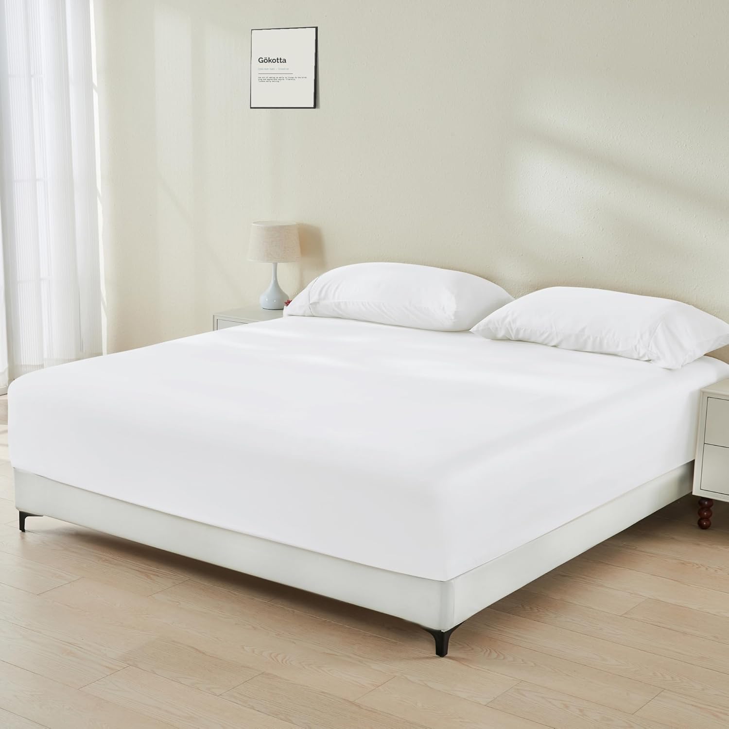 GOKOTTA Bamboo Rayon Fitted Sheet Set for Queen Mattress Comfort