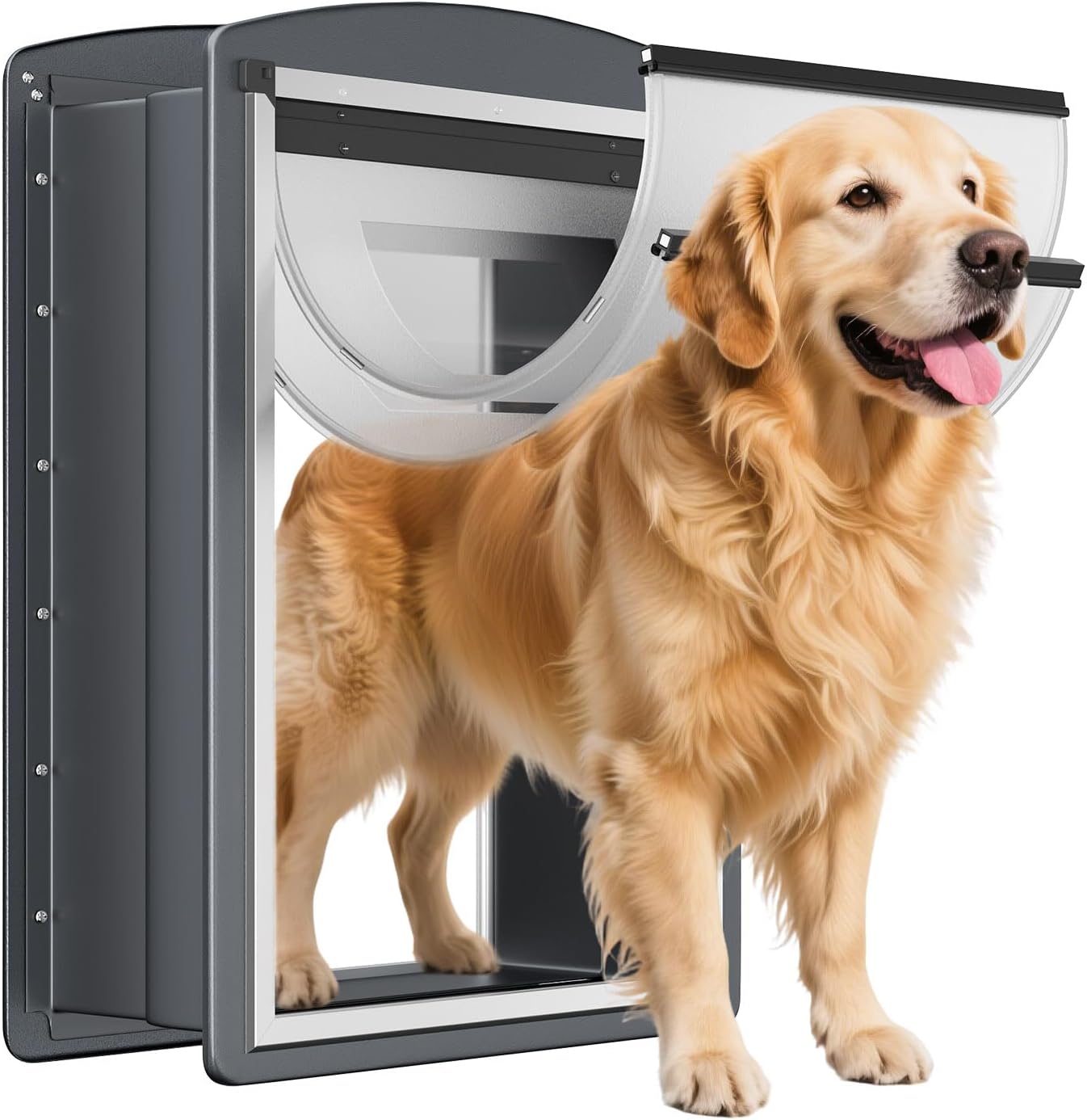 Freestanding Dog Door for Wall with Telescoping Tunnel and Locks