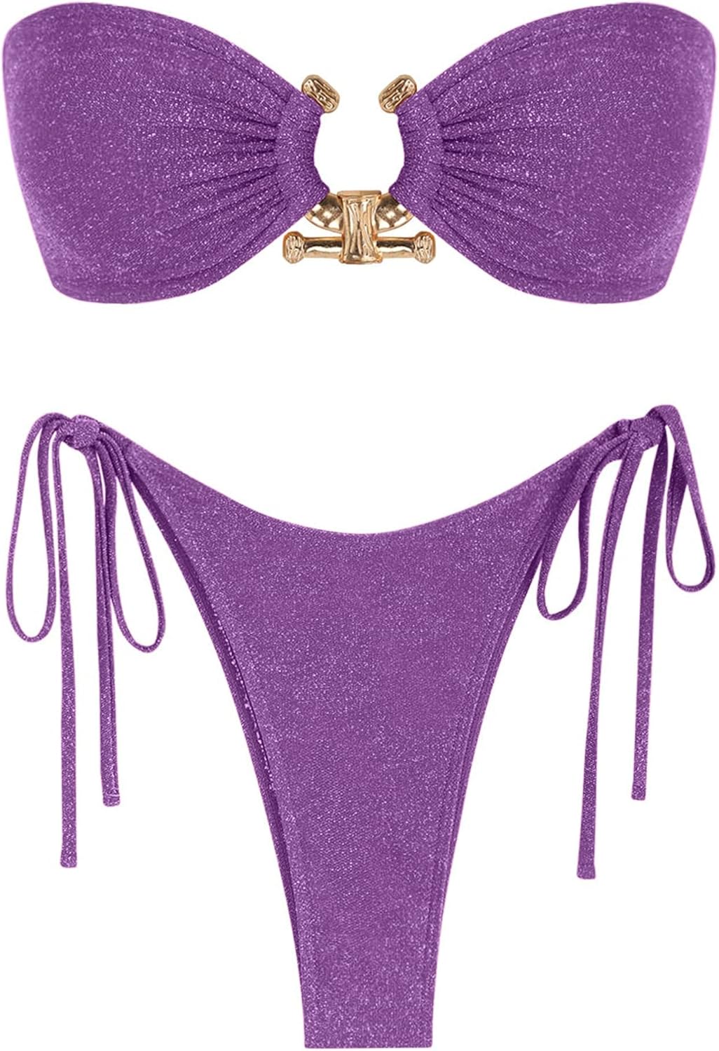 ZAFUL Metal Ring Bandeau Bikini Set for Stylish Beach Days