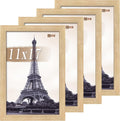 11x17 Picture Frame Set of 4 - Oak Poster Frames with Plexiglass