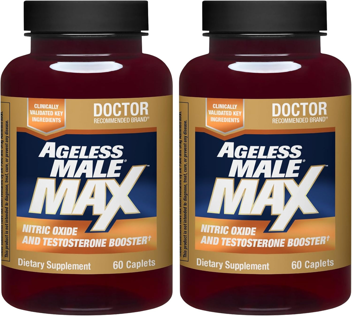 Ageless Male Max Total Testosterone Booster for Men, 120 Caplets