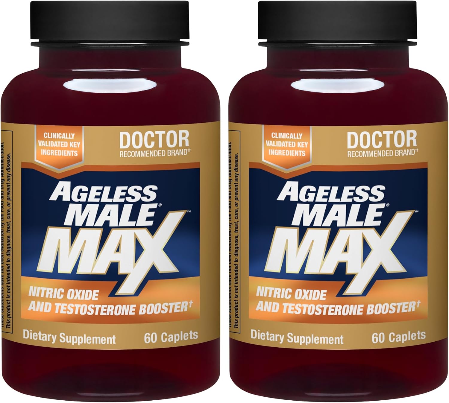 Ageless Male Max Total Testosterone Booster for Men, 120 Caplets