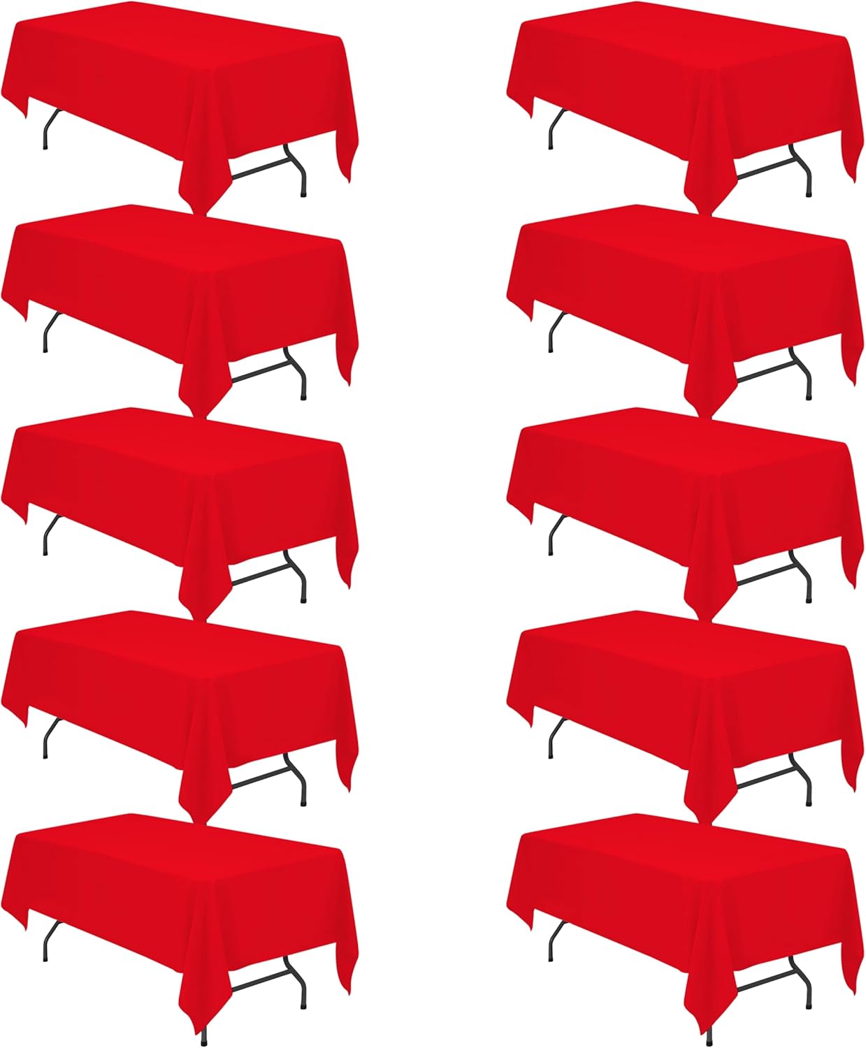 10 Pack Red Tablecloths for 6 Foot Rectangle Tables - Elegant Covers