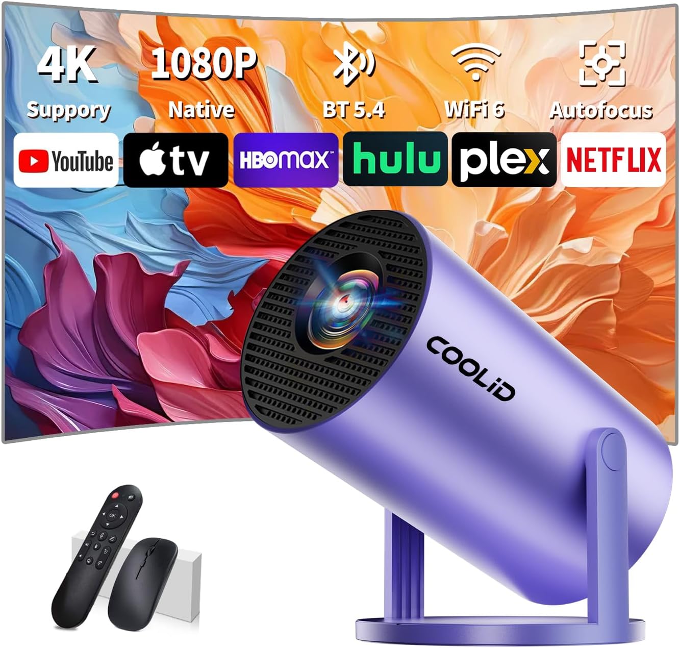 Mini Projector with 4K Support and Bluetooth 5.4 for Home Use