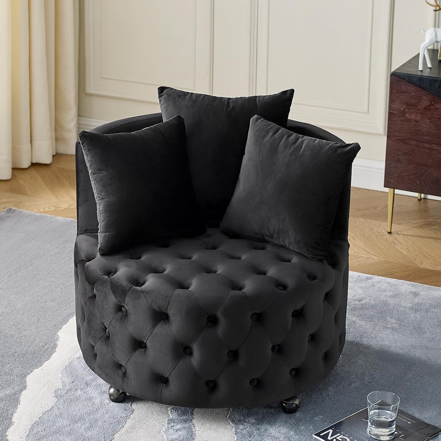 GNIXUU Modern Velvet Swivel Chair