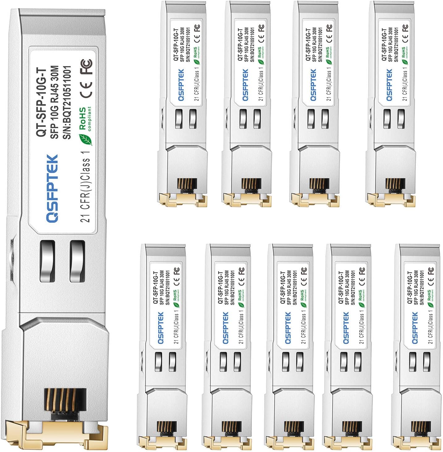 10pcs 1.25G SFP to RJ45 Copper Module for Gigabit Ethernet