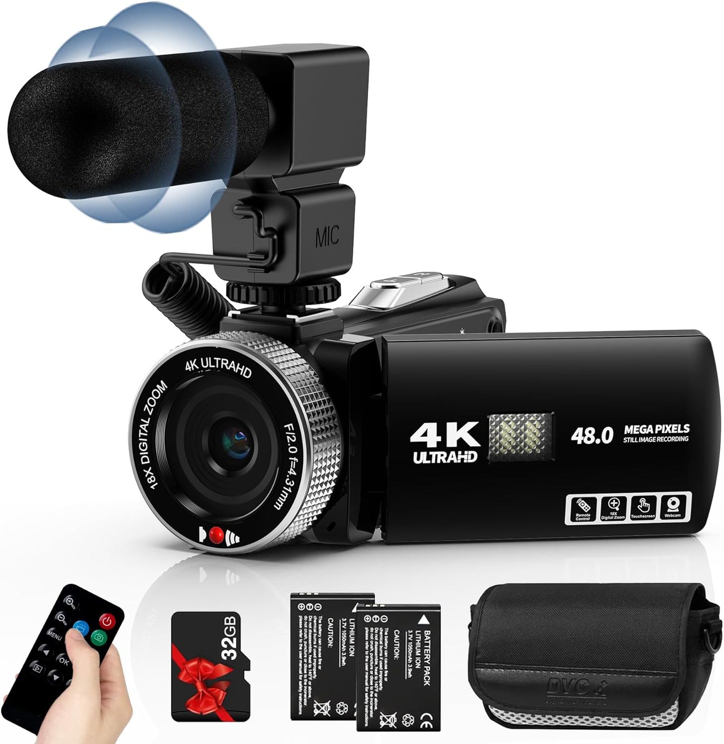 Full HD 4K Video Camera Camcorder for Vlogging and Streaming
