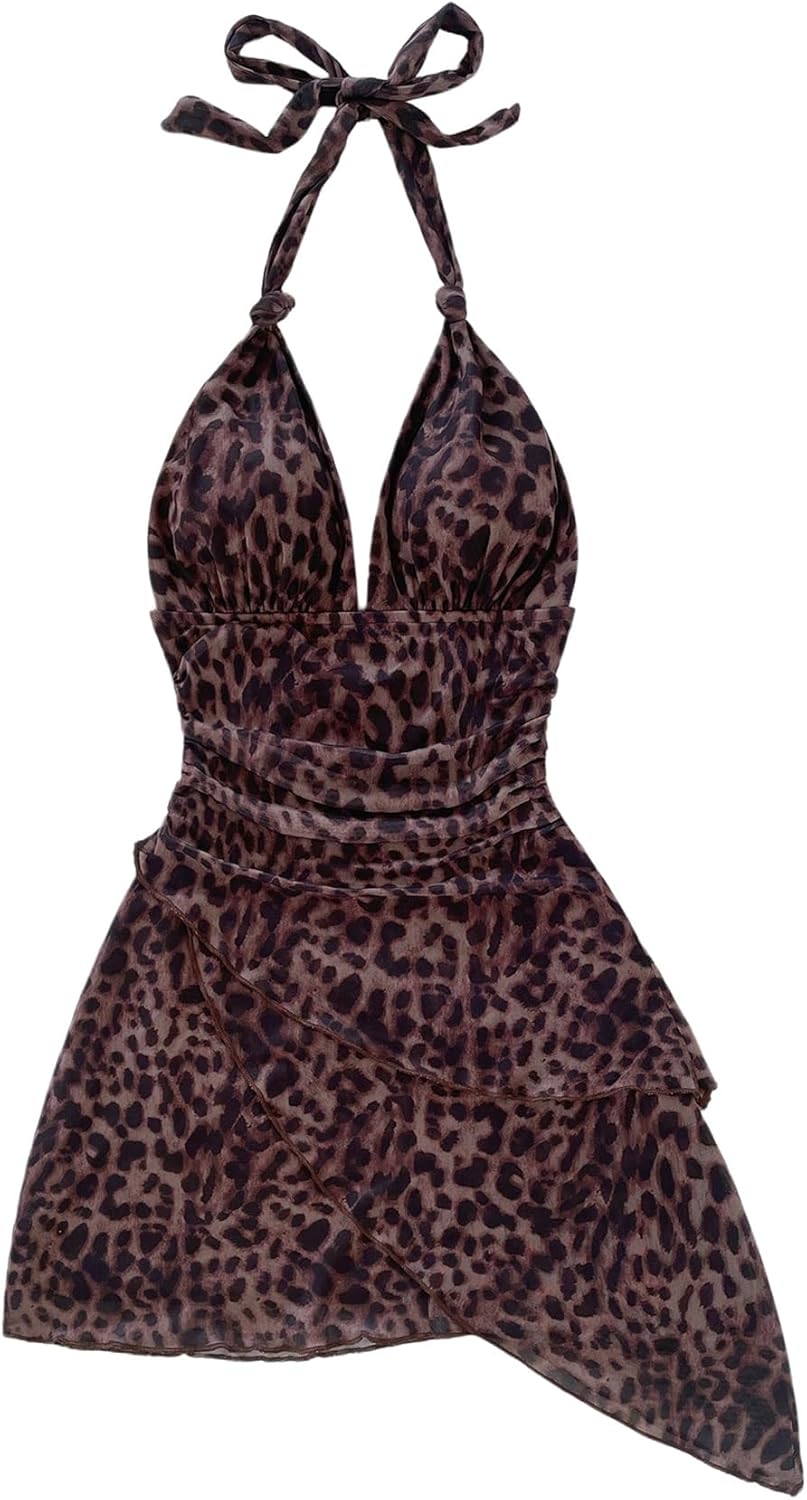 SOLY HUX Women's Sexy Tie Dye Print Halter Mini Dress Review