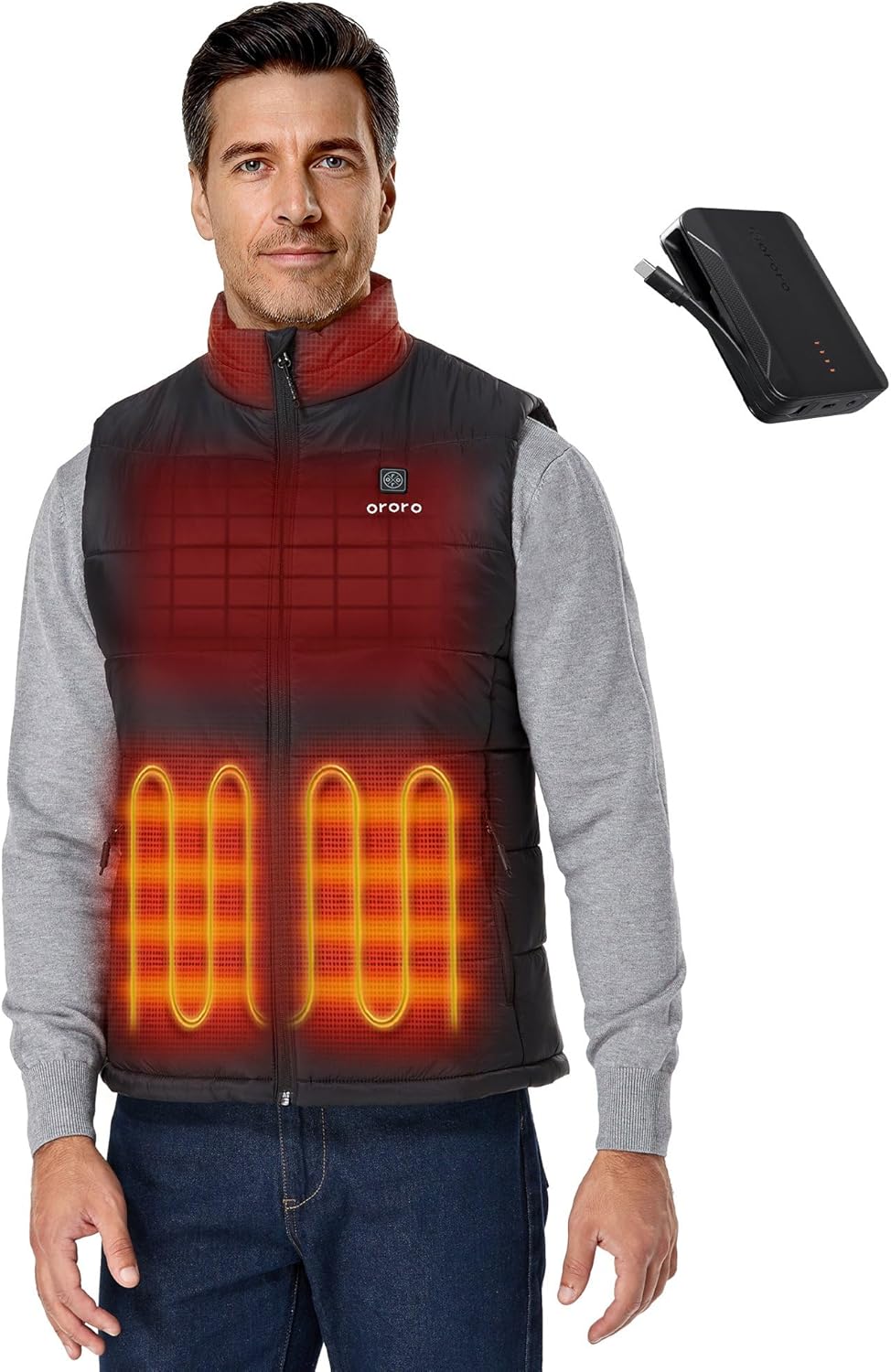 ORORO Men's Heated Vest with Upgraded Battery for Ultimate Warmth