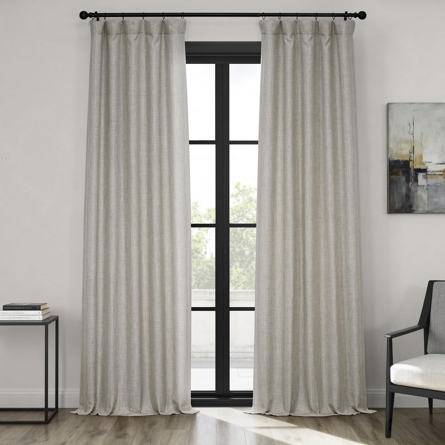 Faux Linen Curtains for Living Room - Room Darkening Drapes