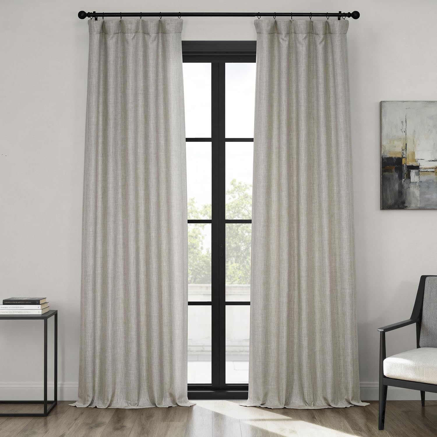 Faux Linen Curtains for Living Room - Room Darkening Drapes