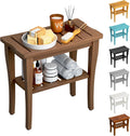 Bamboo Shower Bench Stool with Walnut Finish - Stable Waterproof Seat