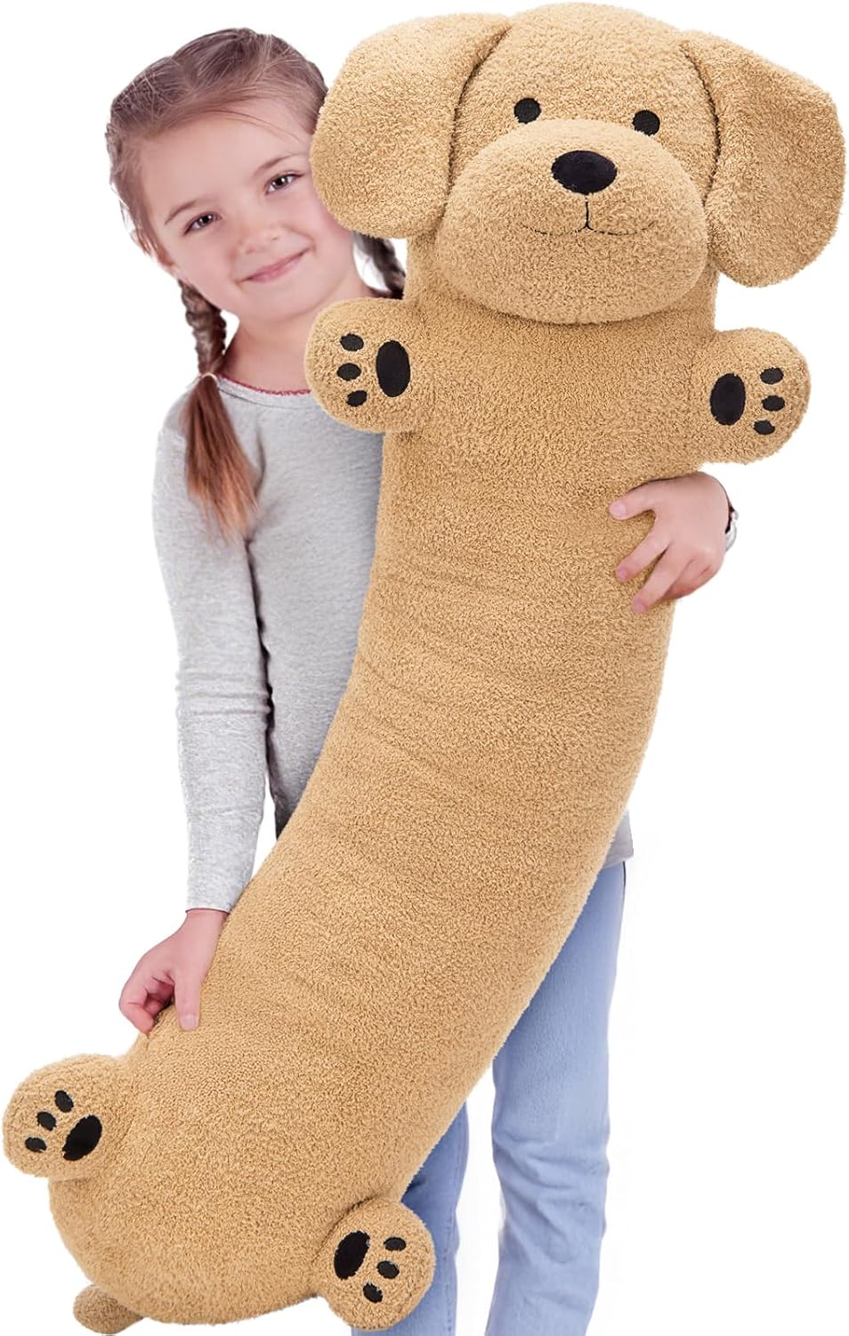 Muiteiur 43.3 Inch Long Dog Plush Pillow for Cuddling Comfort