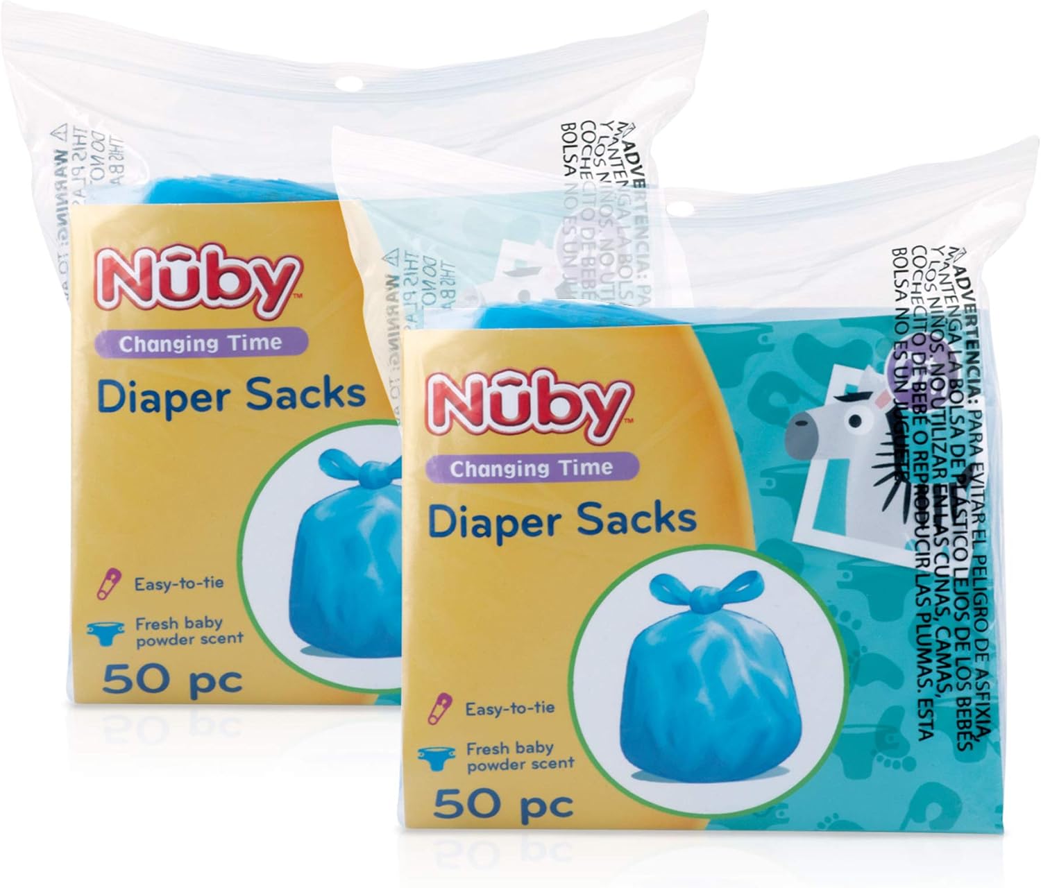 Nuby Fresh Baby Powder Scent Diaper Bags, 2 Pack