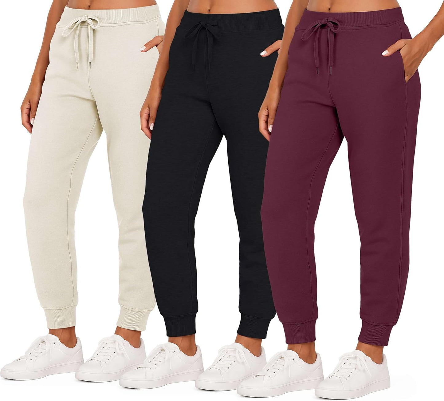 Women's Ultra-Soft Fleece Joggers 3 Pack for Cozy Comfort