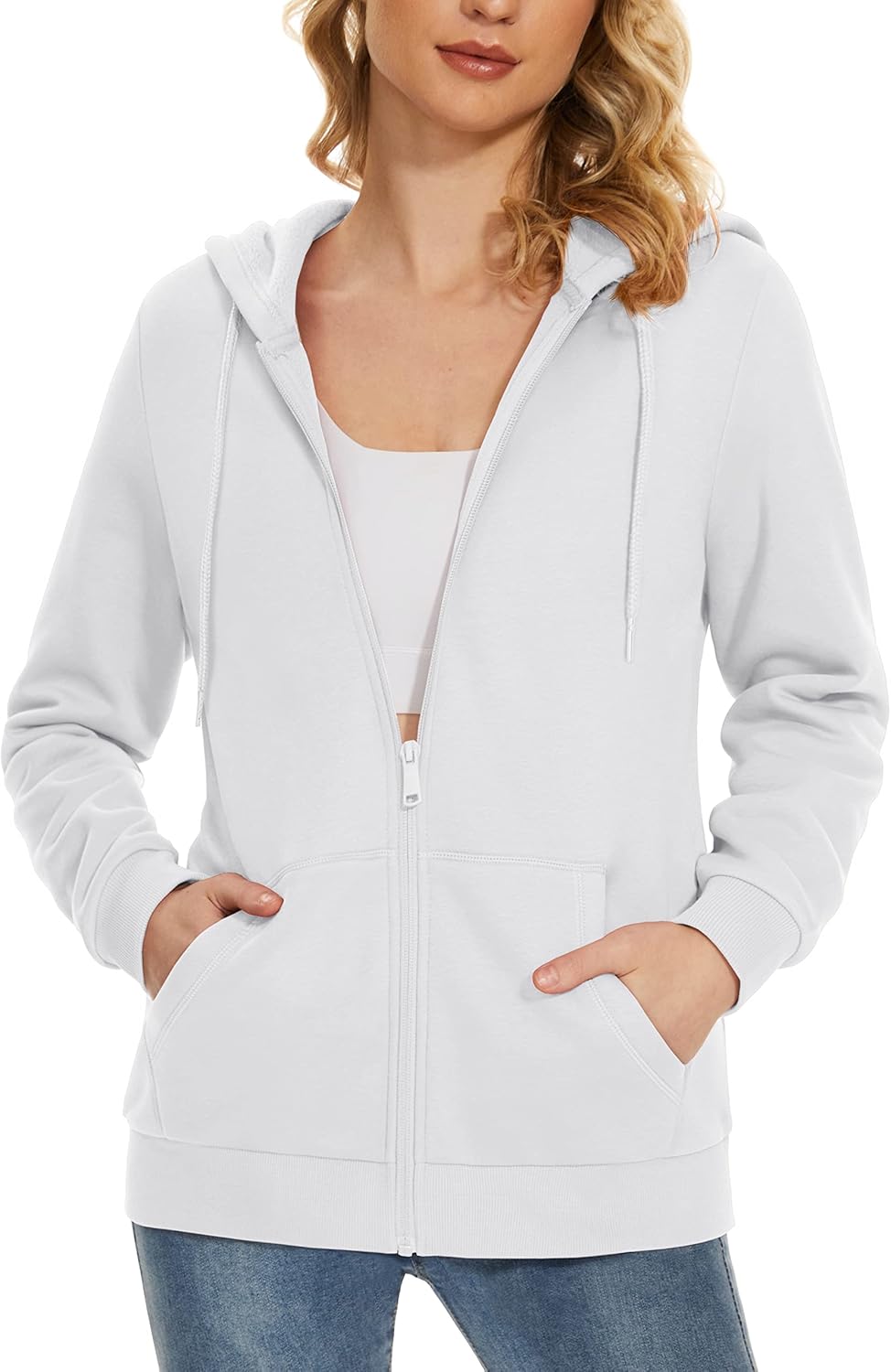 MAGCOMSEN Women's Fleece Lined Zip Up Hoodies for Comfort