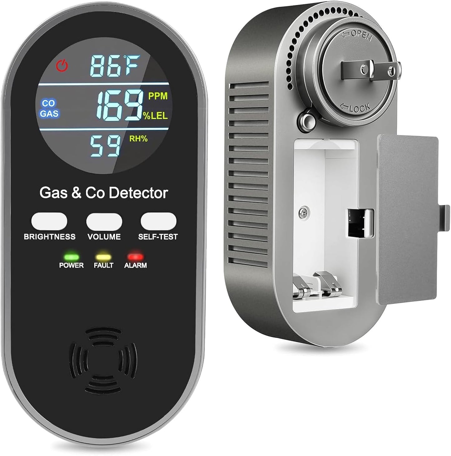 5-in-1 Gas & CO Detector with Digital Display for Home Safety