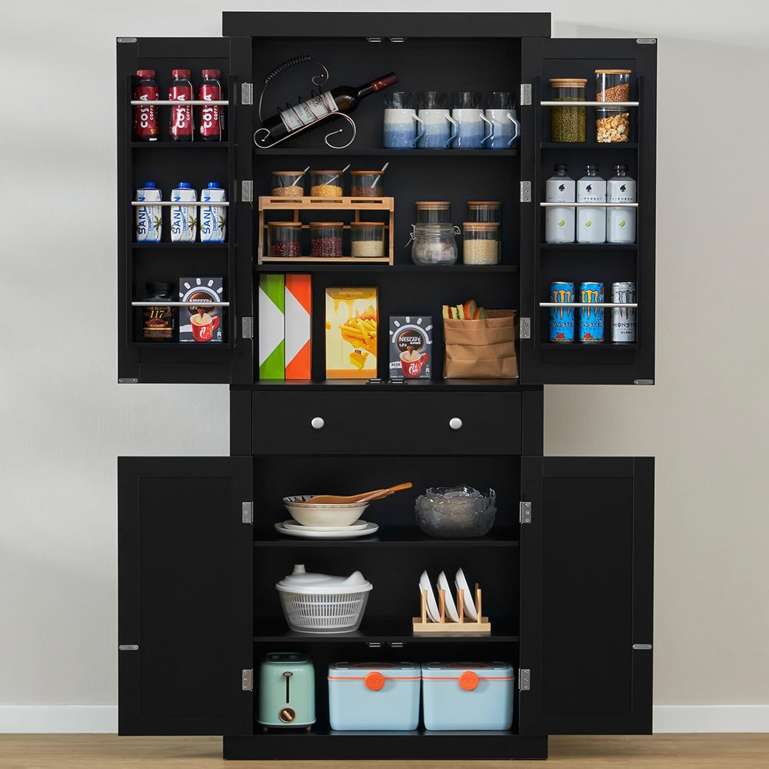 72 Tall Kitchen Pantry Cabinet with Adjustable Shelves and Drawer