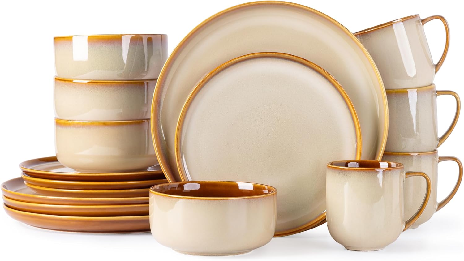 LERATIO Ceramic Dinnerware Set for 4 - Elegant 16-Piece Set