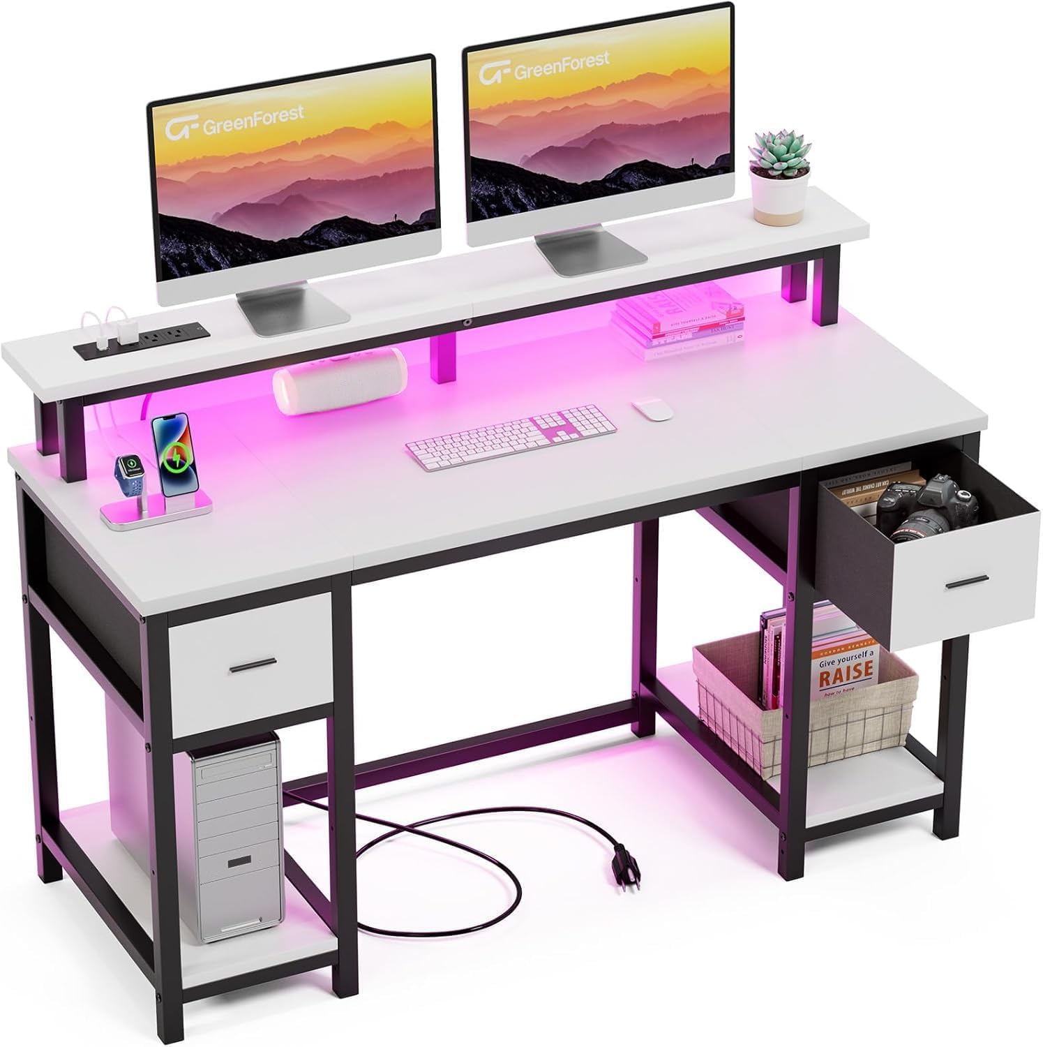 50 Gaming Desk with LED Lights & Storage