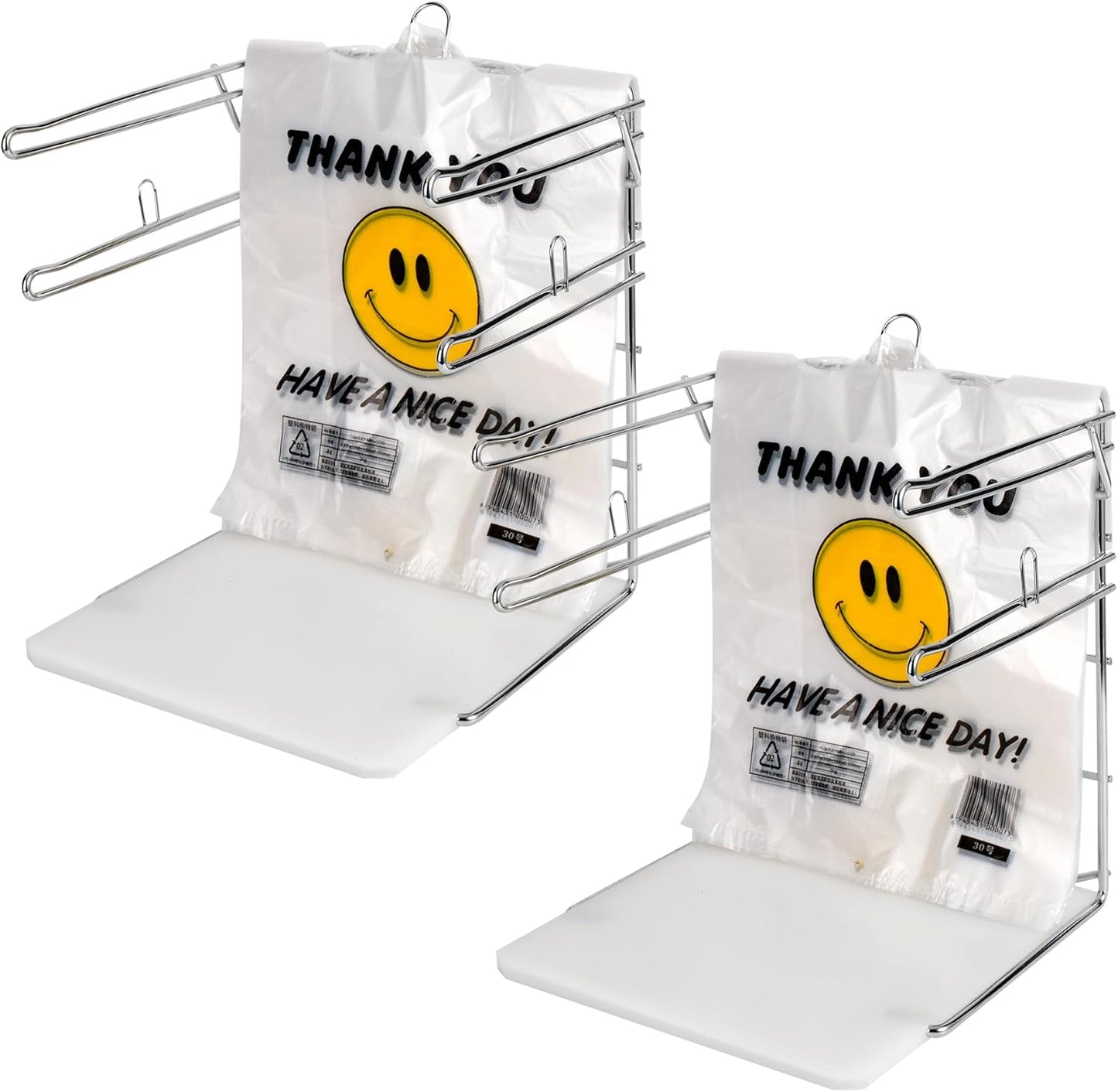 Grocery Bag Holder Stand for Plastic Bags - 2-Pack Organizer