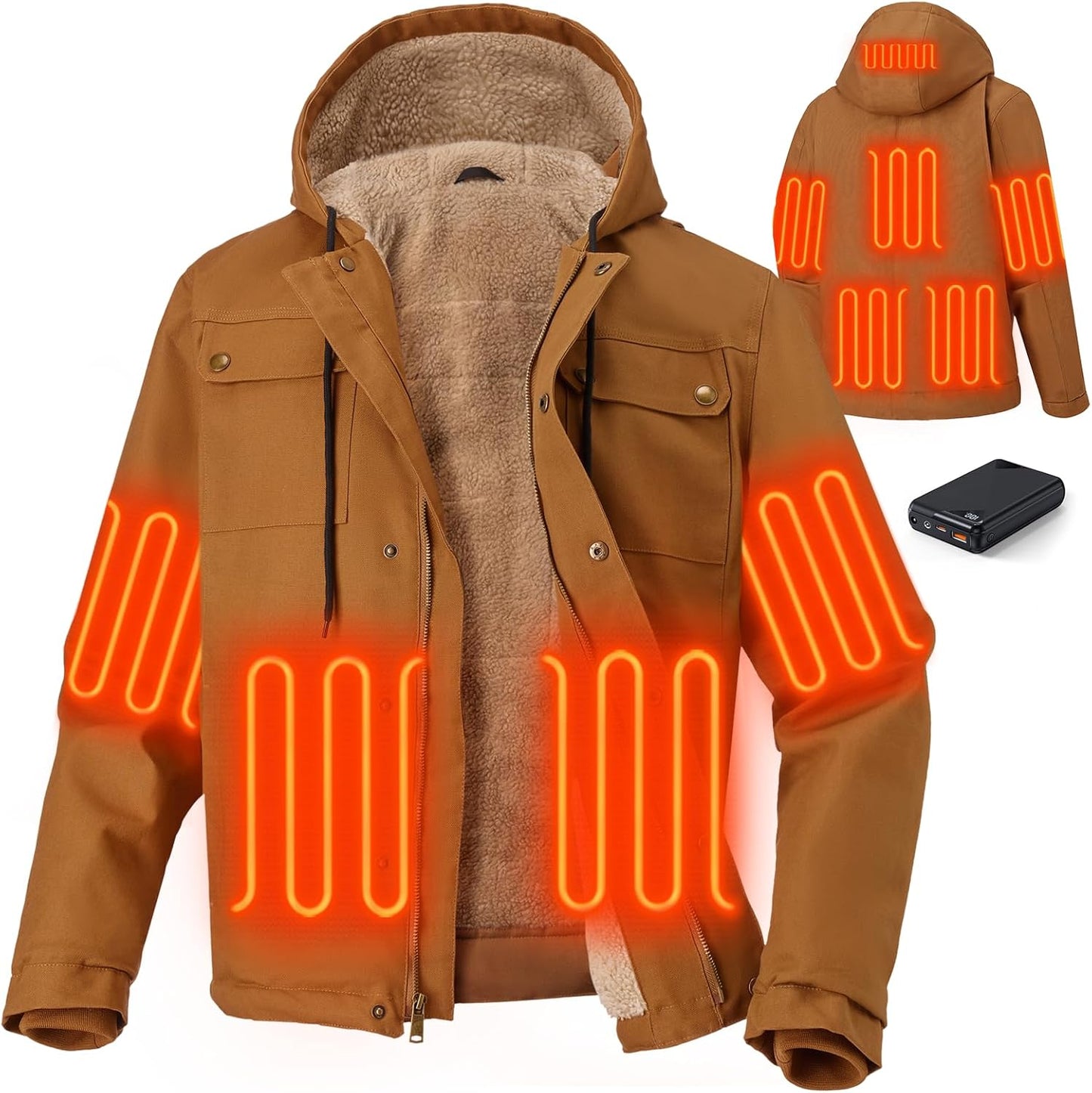 Glaais Heated Jackets for Men with 12V Battery Pack Included