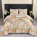 Orange Gold Marble California King Comforter Set - 7Pcs