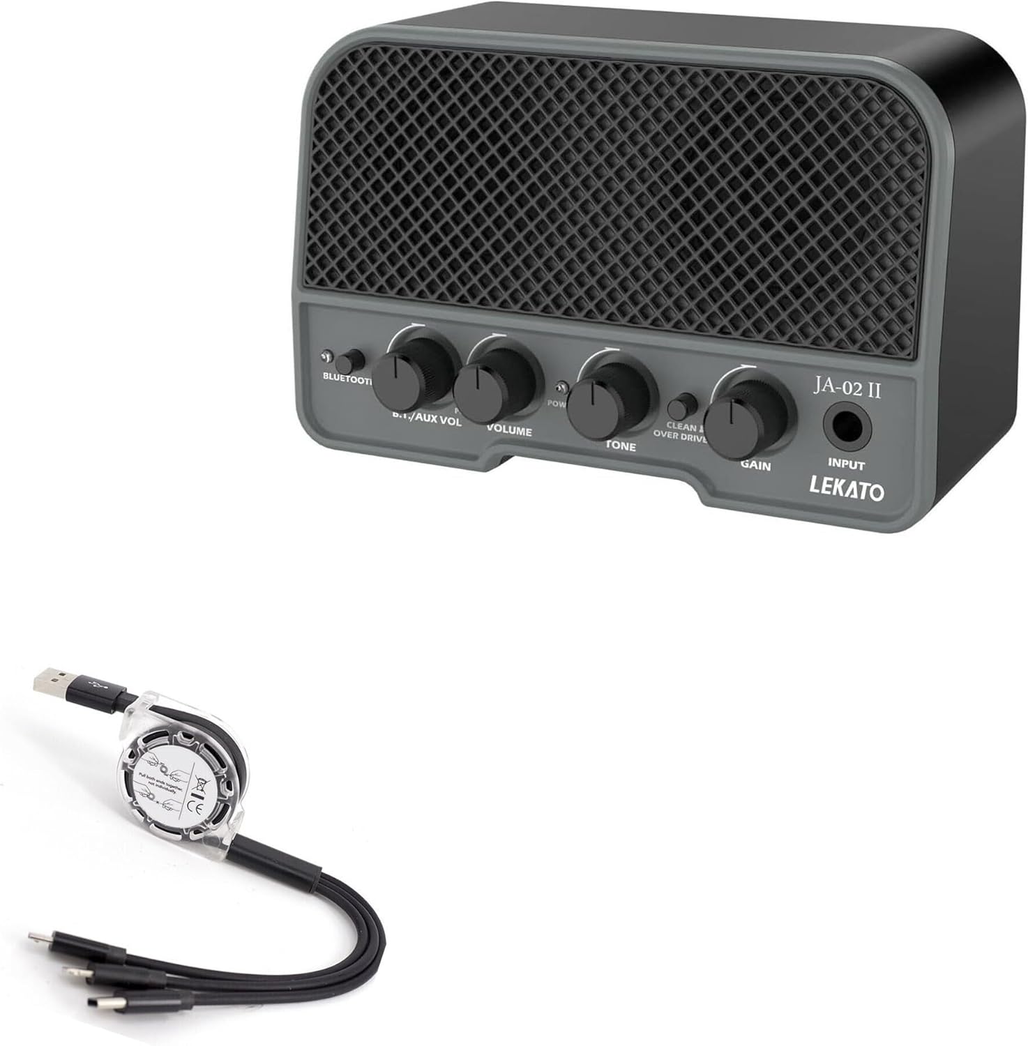 Retractable USB Cable for LEKATO Amp - Jet Black