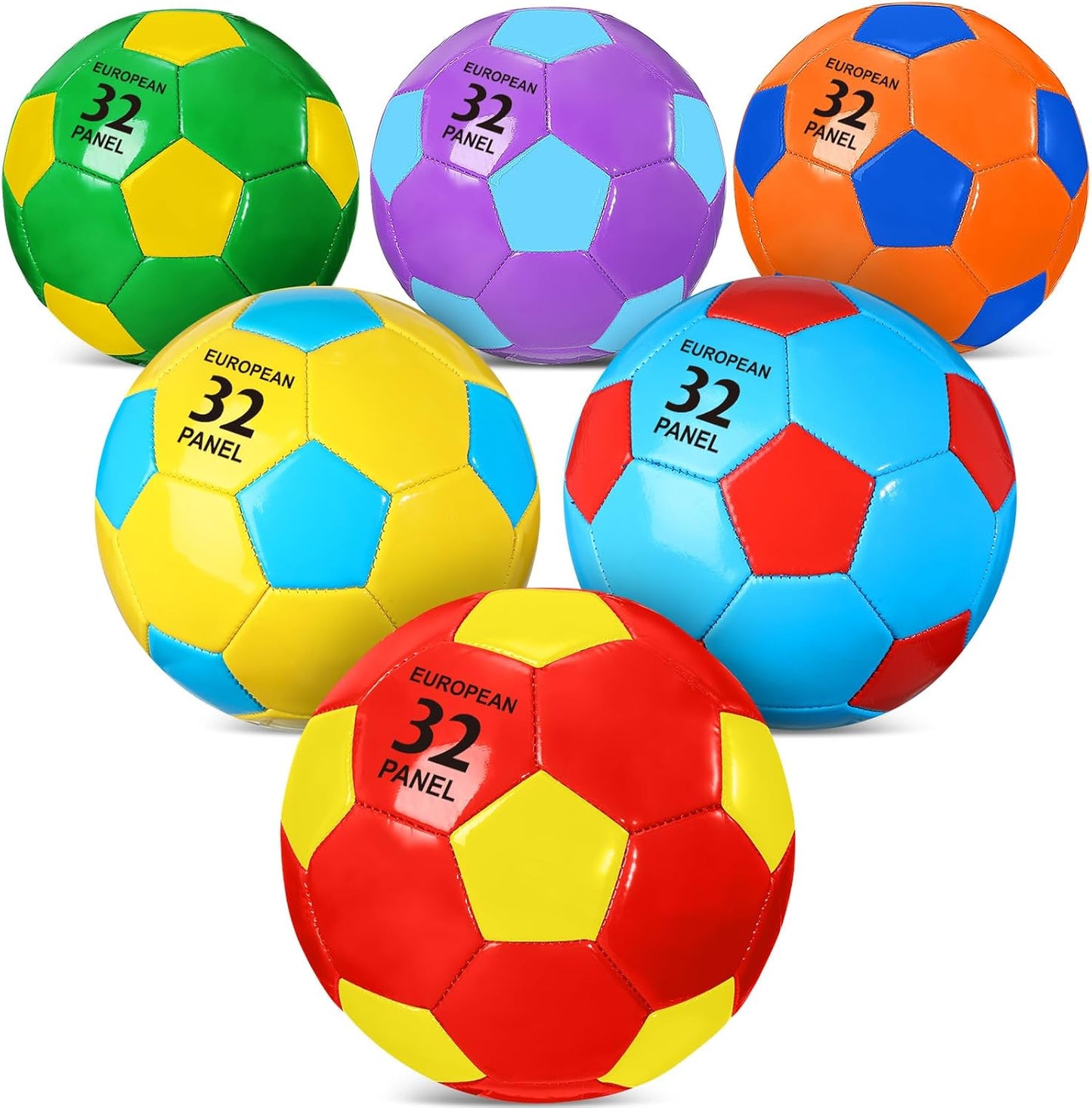 HyDren 6 Pcs Colorful Soccer Balls with Pump for Training Fun