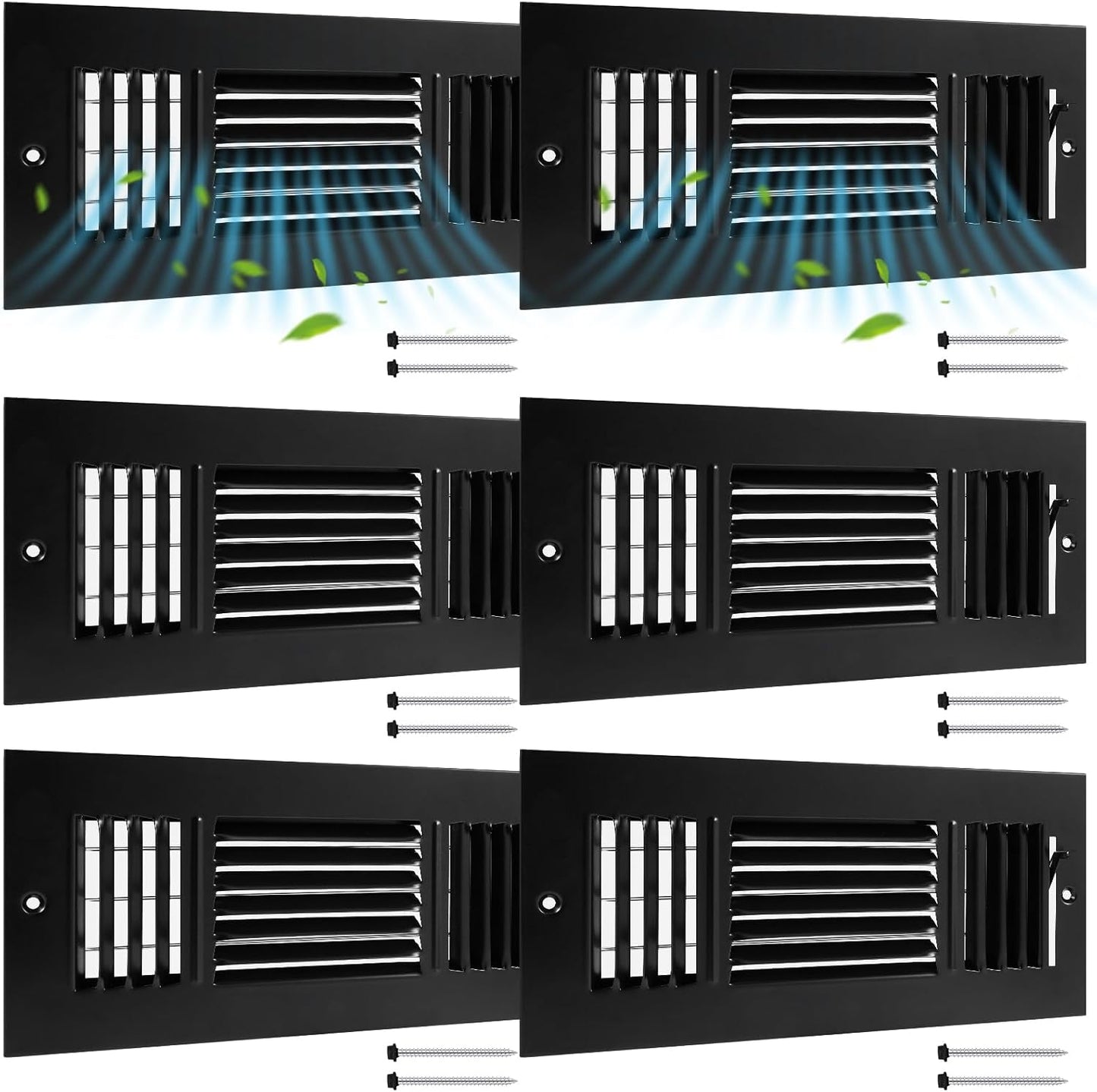 6 Pcs Black 10 x 4 Inch Air Ceiling Vent Covers for Home