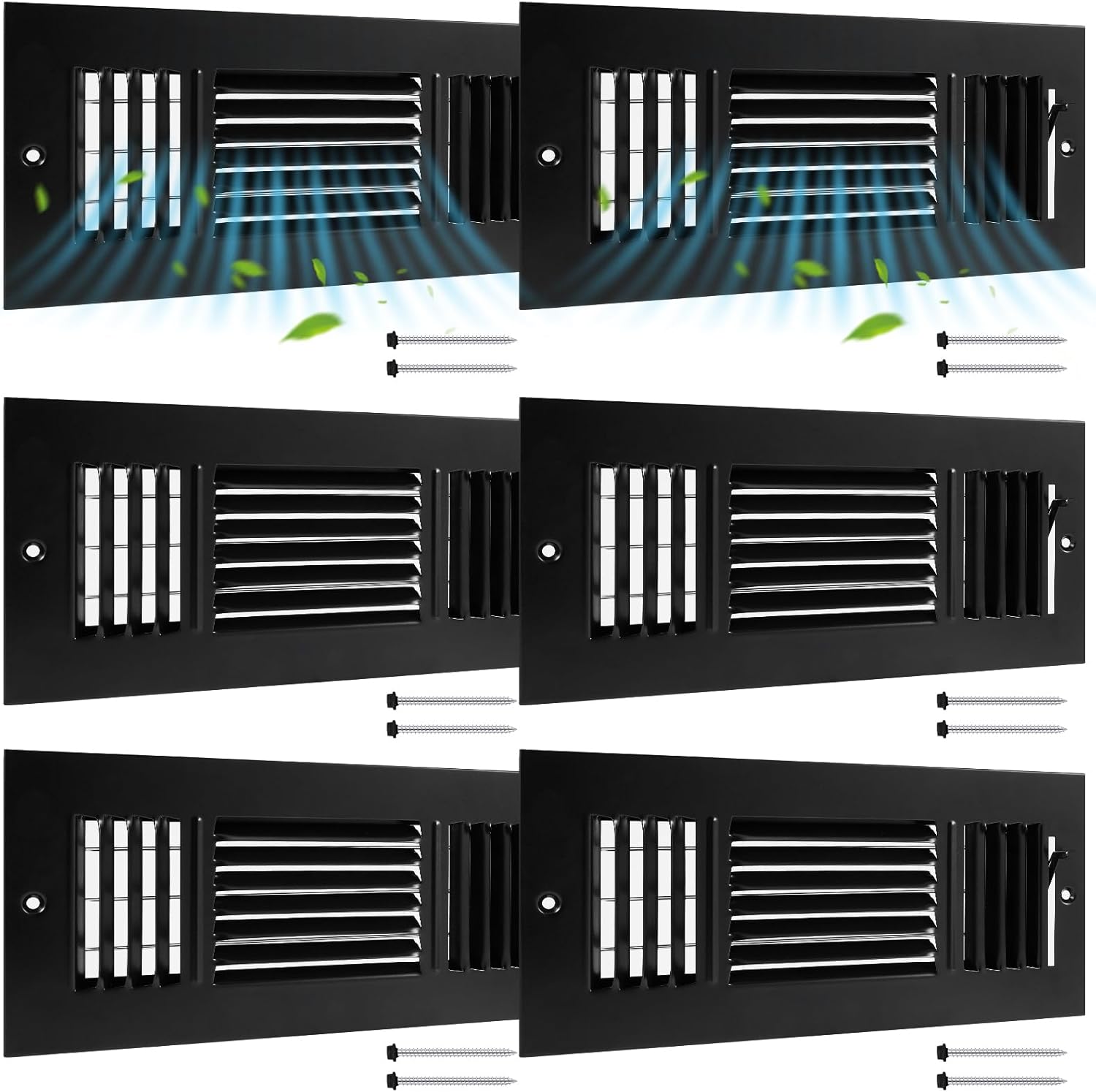 6 Pcs Black 10 x 4 Inch Air Ceiling Vent Covers for Home