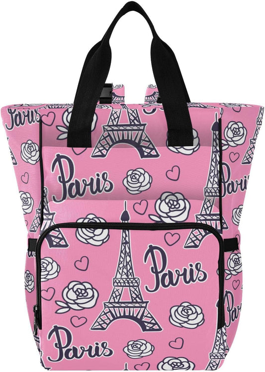 SPRIPORT Paris Pink Diaper Backpack - Stylish & Functional