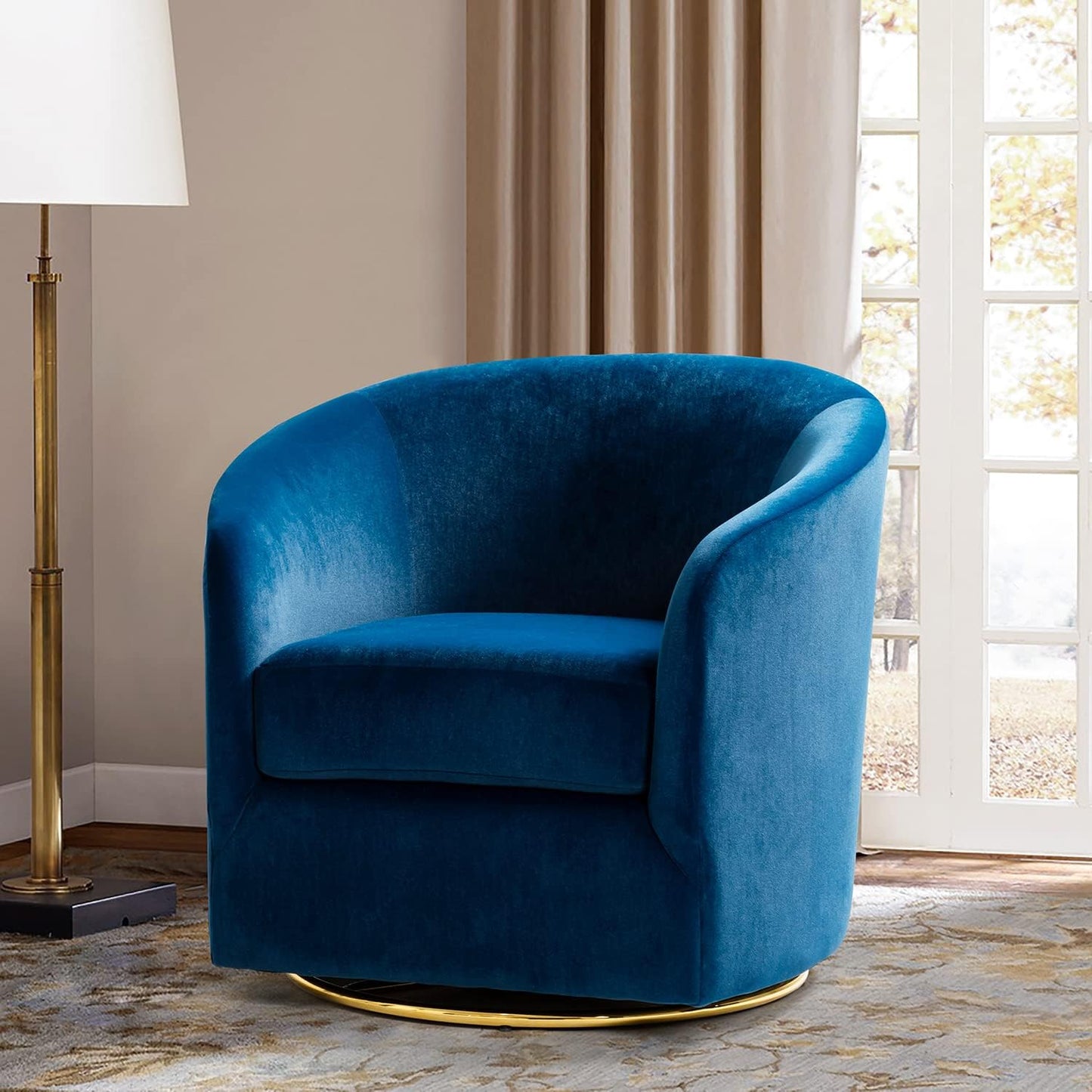 Swivel Accent Chair: Velvet Luxury in Navy