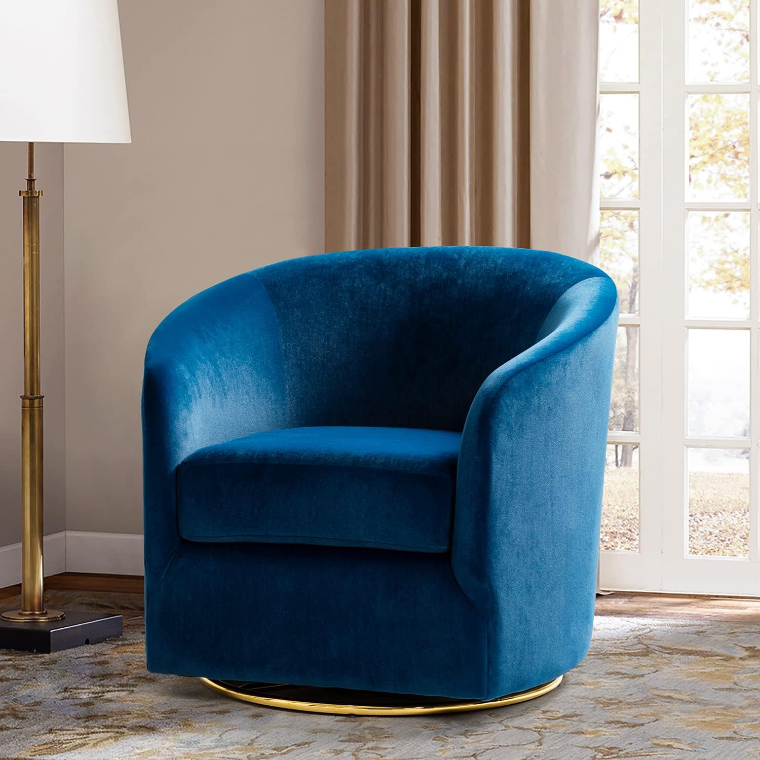 Swivel Accent Chair: Velvet Luxury in Navy