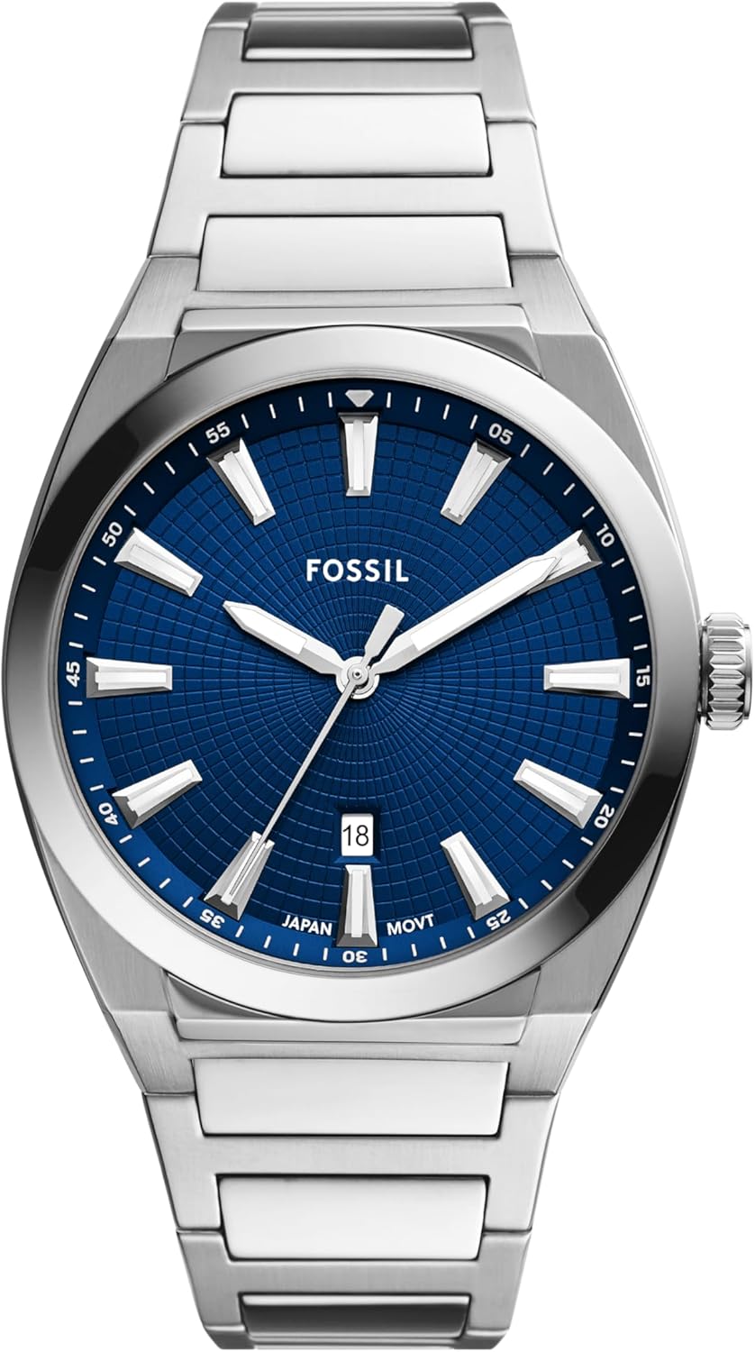 Fossil Men's Stainless Steel Three-Hand Watch - Timeless Elegance