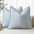 Decorative Linen Pillow Covers 28x28 in Light Blue - Neutral Boho Look
