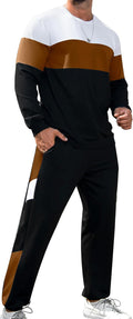Men's Colorblock Tracksuit Set - Comfortable Polyester Spandex