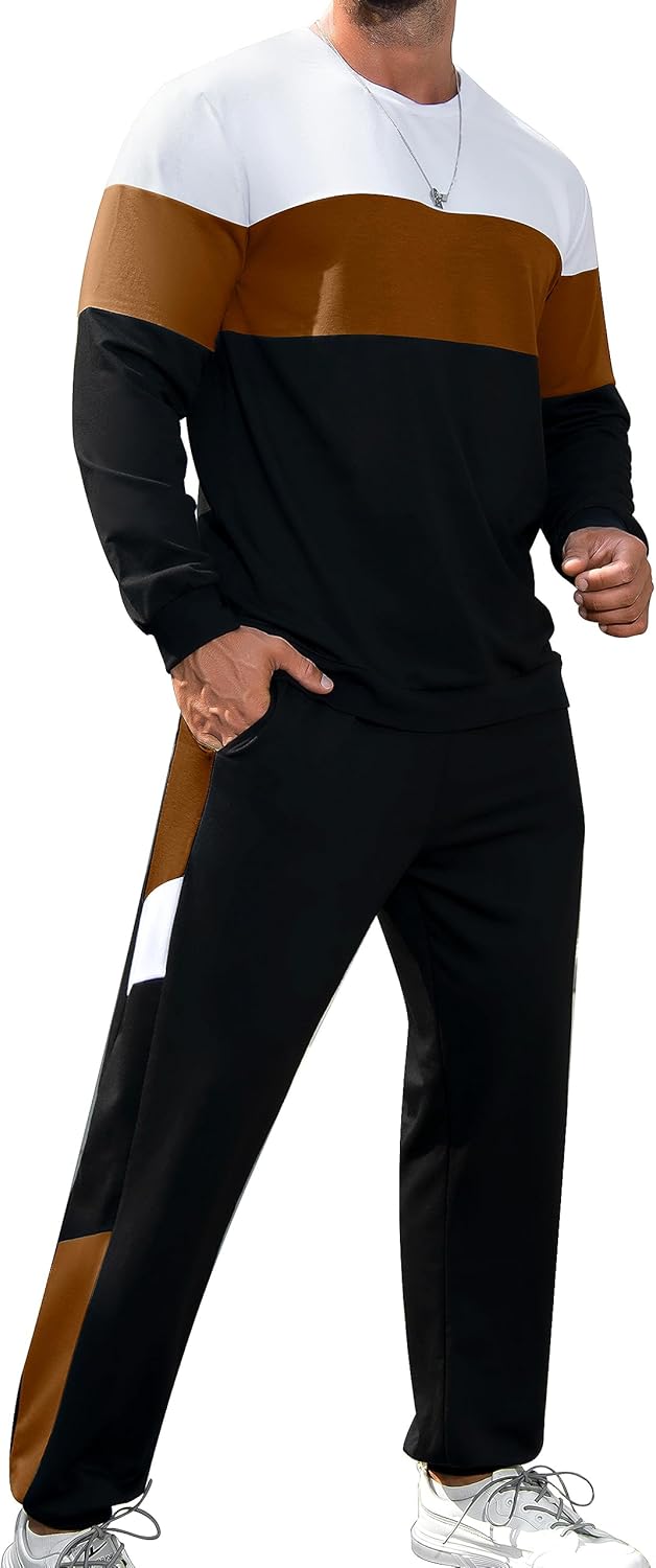 Babioboa Men's Colorblock Sweatshirt and Sweatpants Set Review