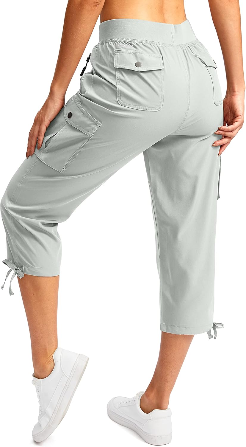 Soothfeel Women's Cargo Capris Pants for Hiking and Travel