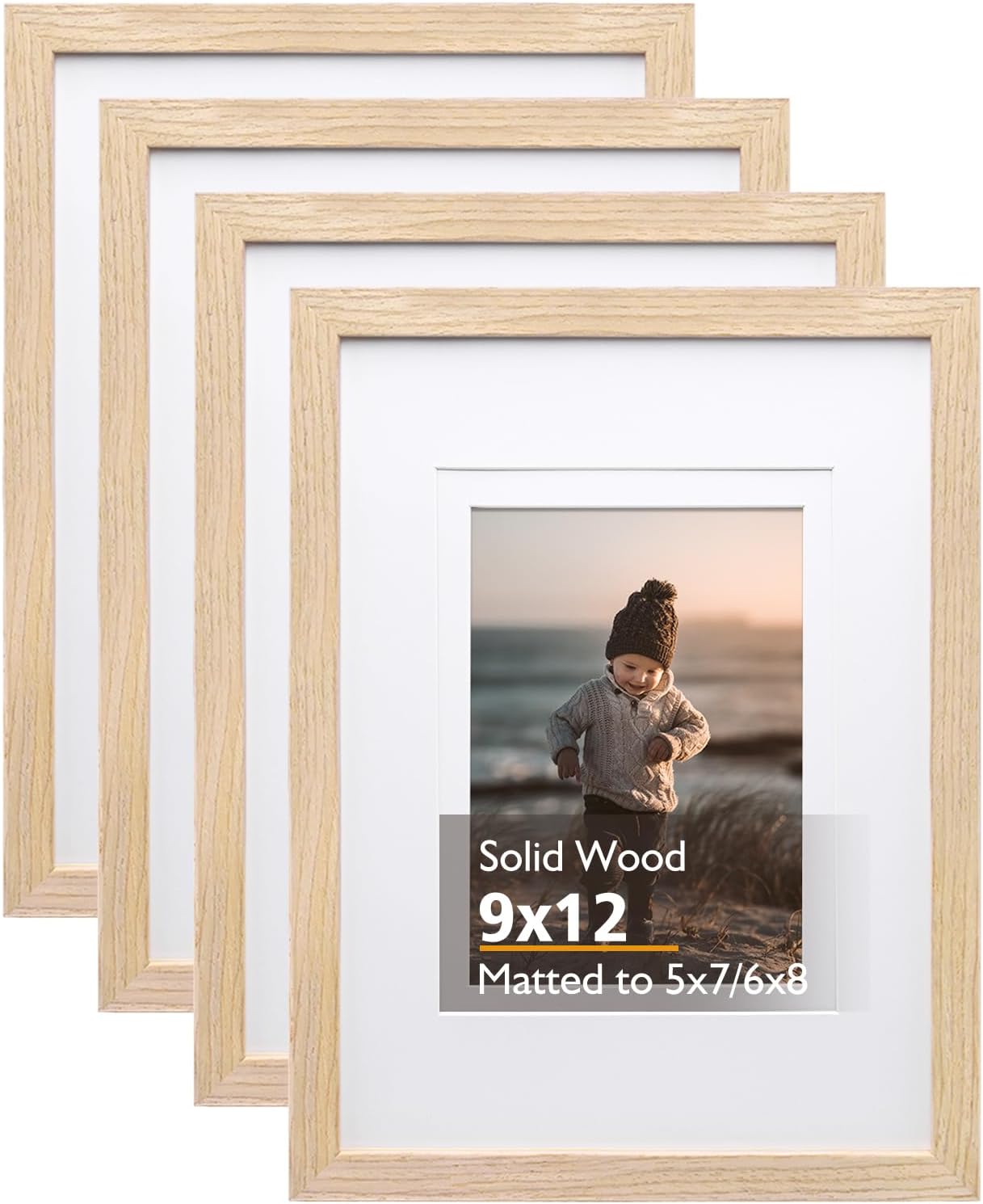 Natural 9x12 Picture Frames Set of 4 for Home Decor