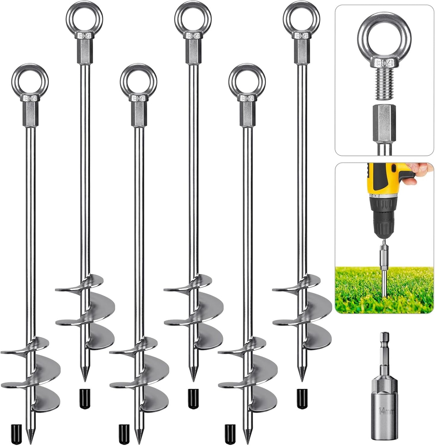 Dolibest 30in Heavy-Duty Ground Anchors for Trampolines & More