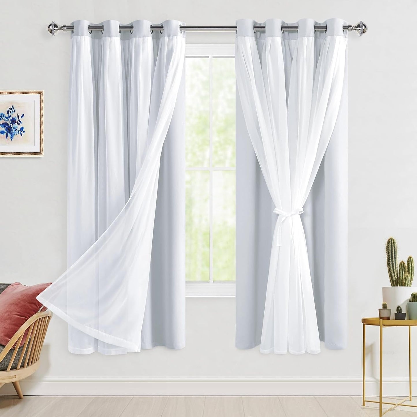 Hiasan Greyish White Blackout Curtains for Elegant Home Decor