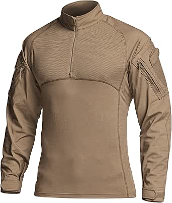 CQR Men's Combat Shirt Tactical 1/4 Zip Long Sleeve Military BDU