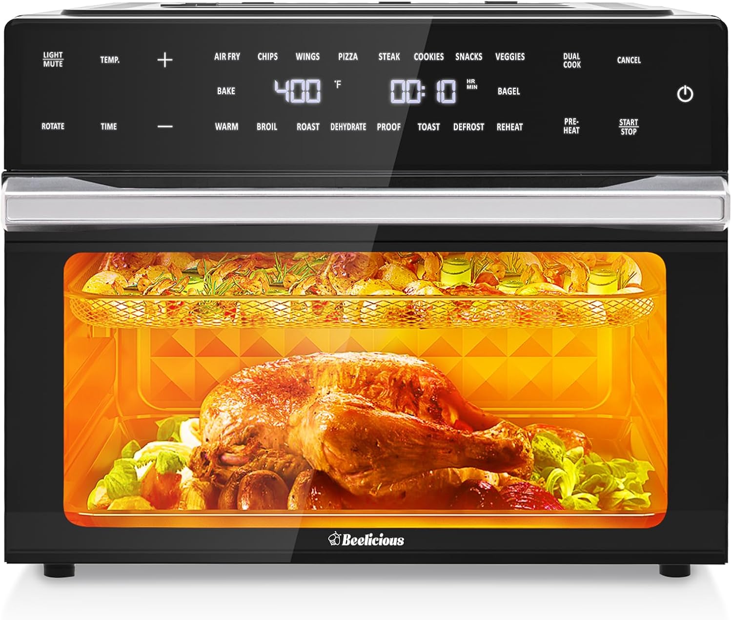 Beelicious Pro 32QT Air Fryer Combo: Rotisserie, Dehydrator, 1800w Power