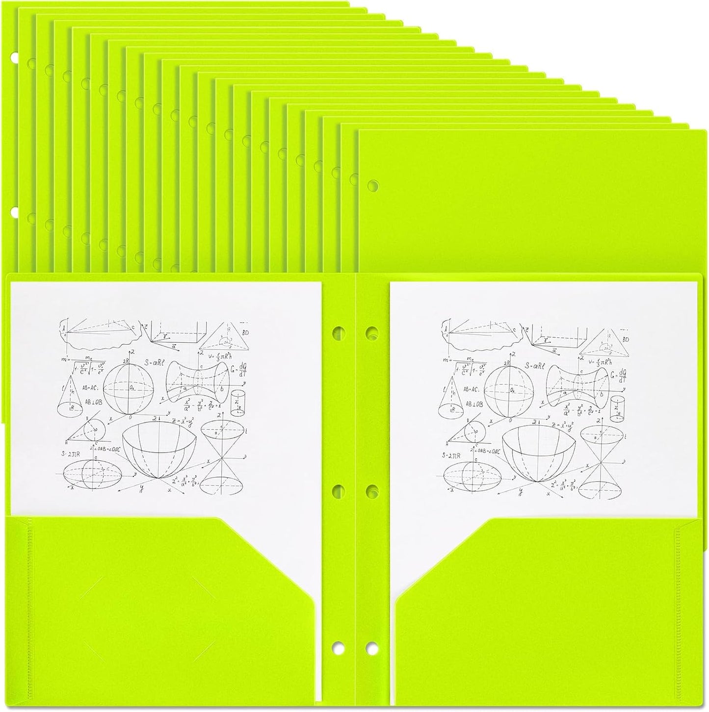 Yeaqee 100 Pcs Plastic Folders with Pockets for Binders