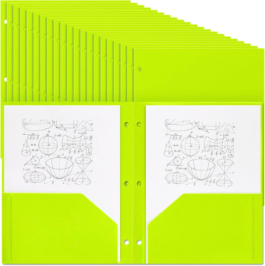 Yeaqee 100 Pcs Plastic Folders with Pockets for Binders