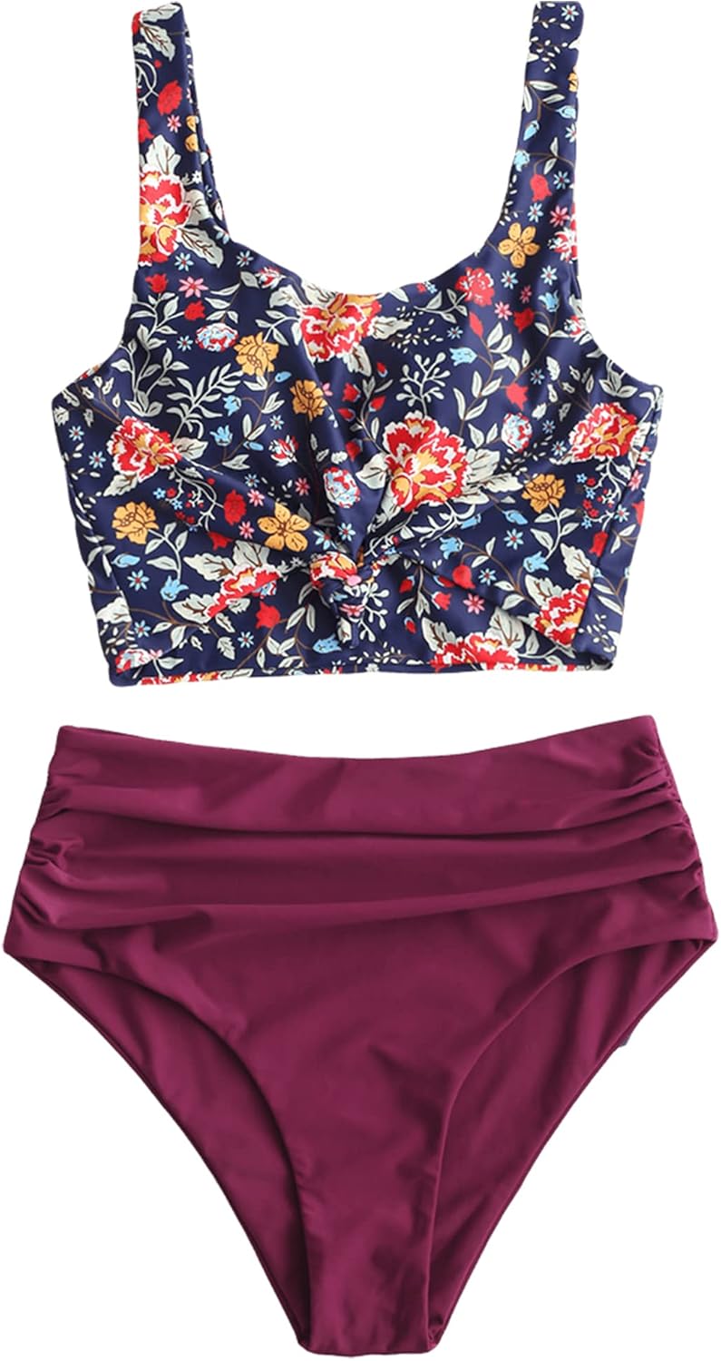 ZAFUL Women's High Waisted Tankini Set for Stylish Beach Days