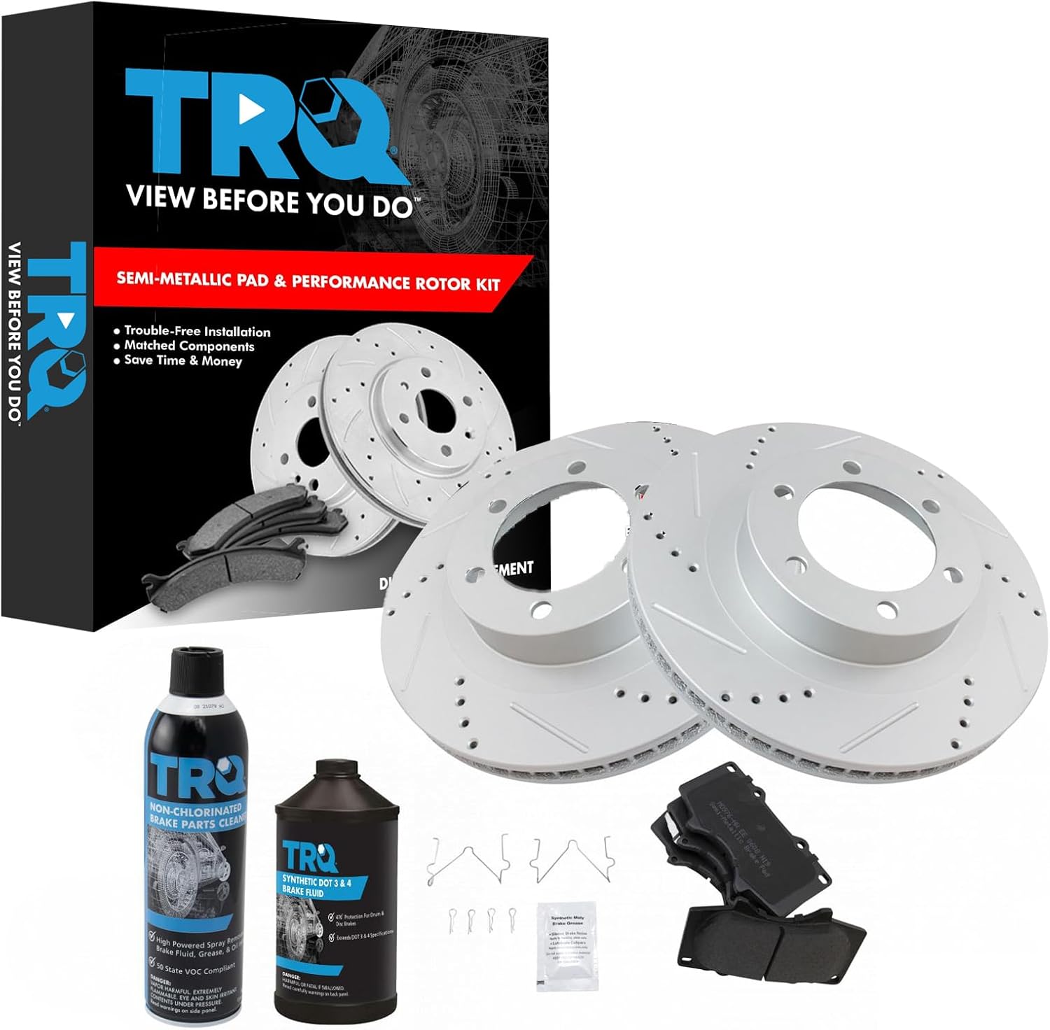 TRQ Front Performance Brake Pad & Rotor Kit for Lexus GX470